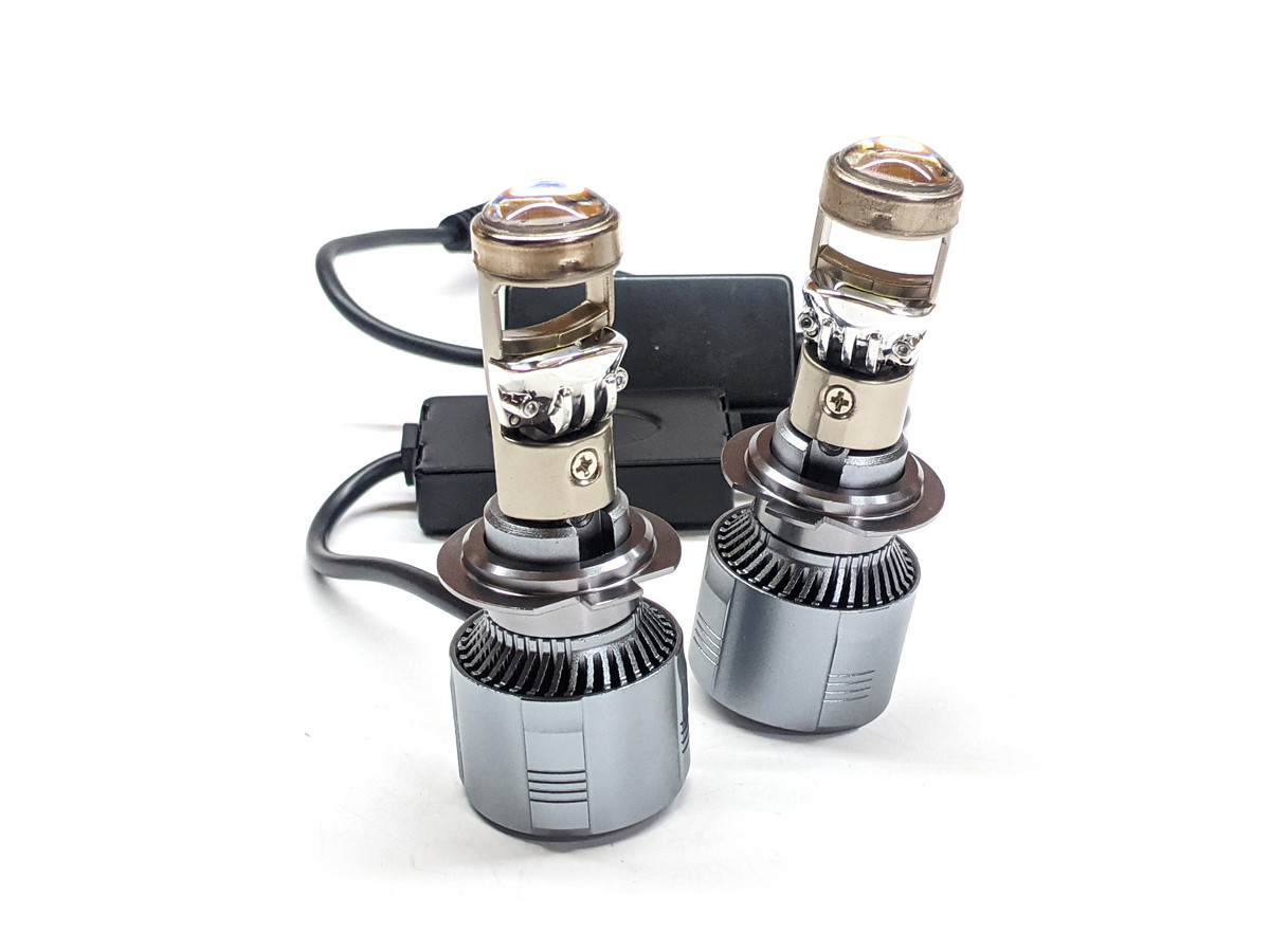 Комплект LED ламп A80 H7 з лінзою 12-24V діод 3570 (50mk), 6000 K радіатор із вентилятором