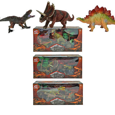 Іграшковий комплект динозаврів з декораціями дитячі фігурки стародавніх рептилій 6 ящерів камінь дерево 3 види