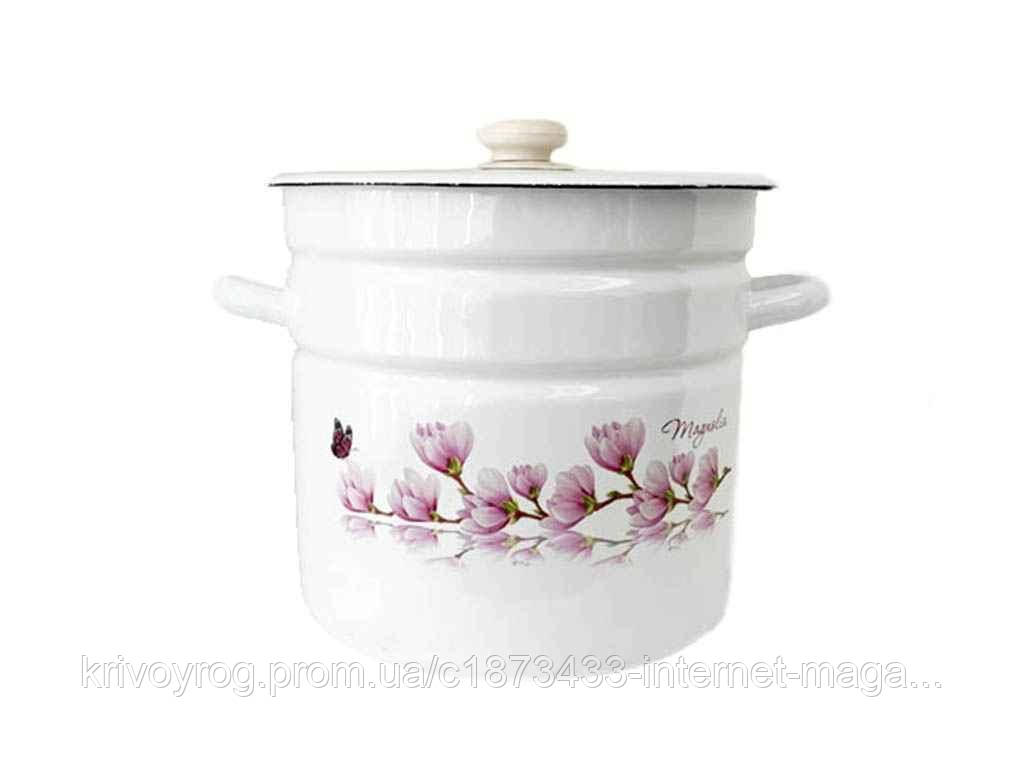 Каструля ем. 12л /2 циліндрична Магнолія (біла) I1624/2 ТМ IDILIA, фото 1