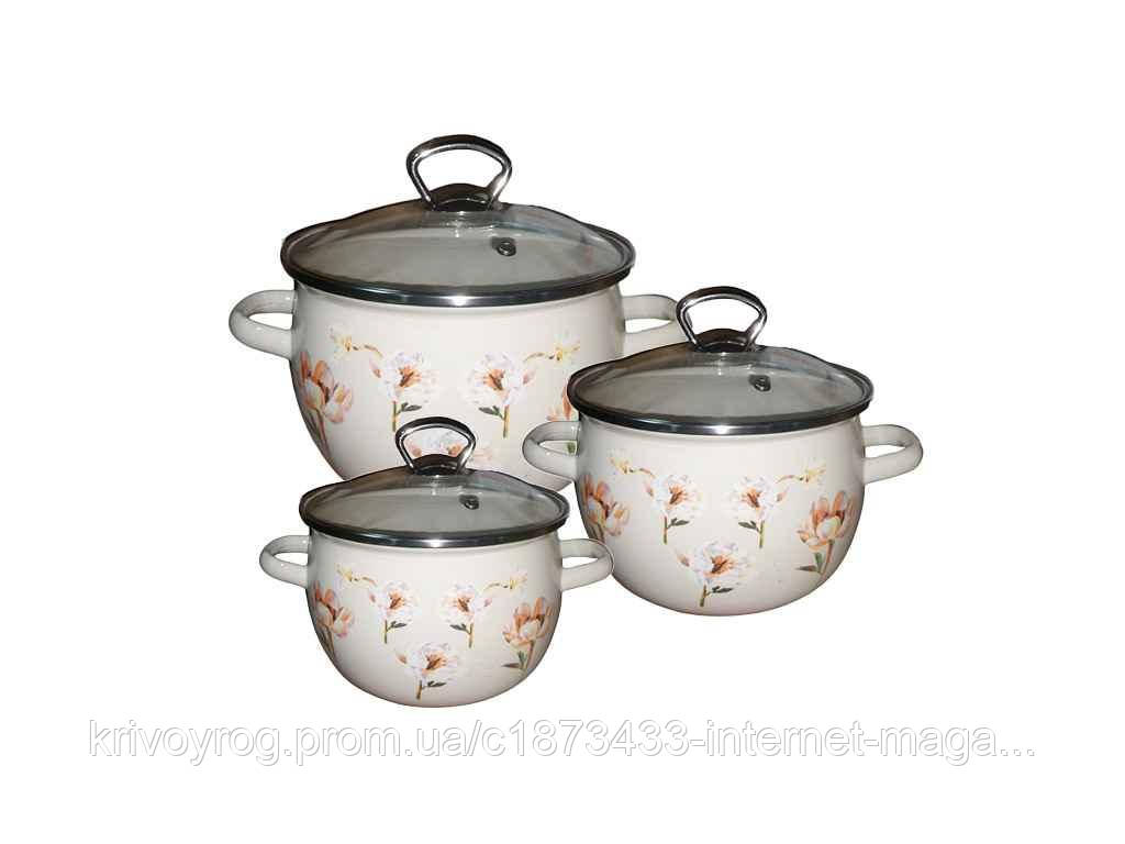 Набір посуду 3 предм. I6926 Квіткова фантазія (молочная) ТМ IDILIA, фото 1