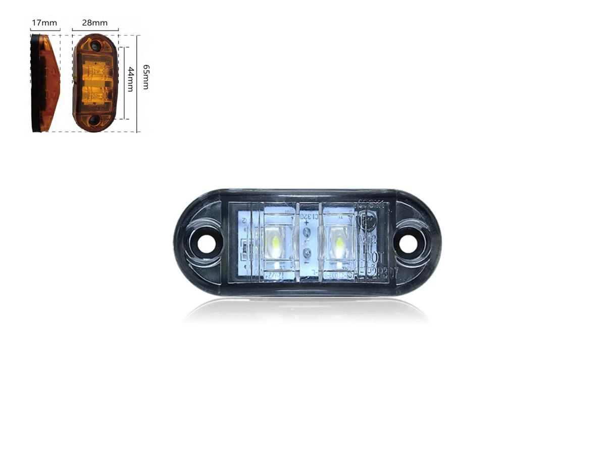 Габаритний ліхтар-катафот BD-0015W 2 LED білий 12-24V IP67 (1 шт.). Розмір: 65*28*17 мм