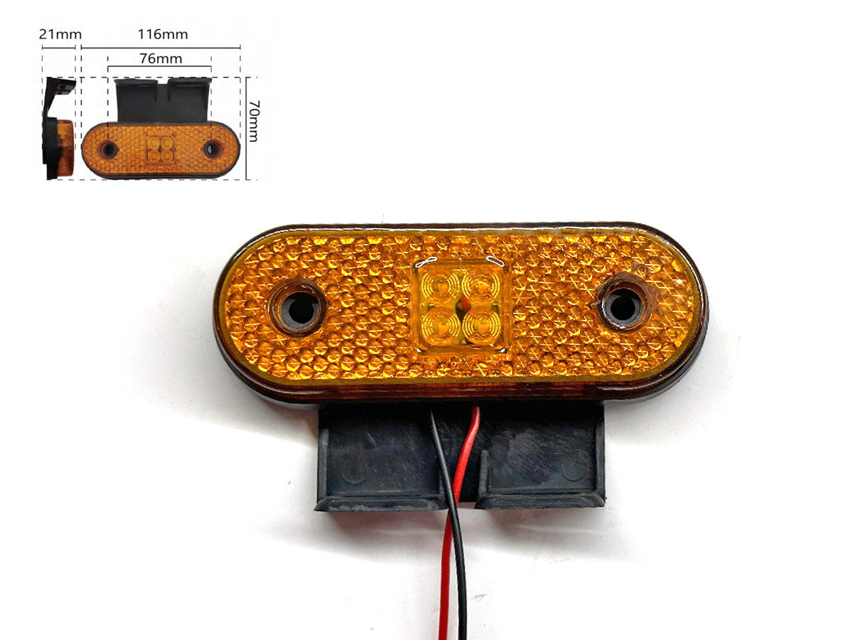 Ліхтар габаритний BD-0110 10 LED жовтогарячий 12-24 V IP67. Розмір: 116*70*21 мм