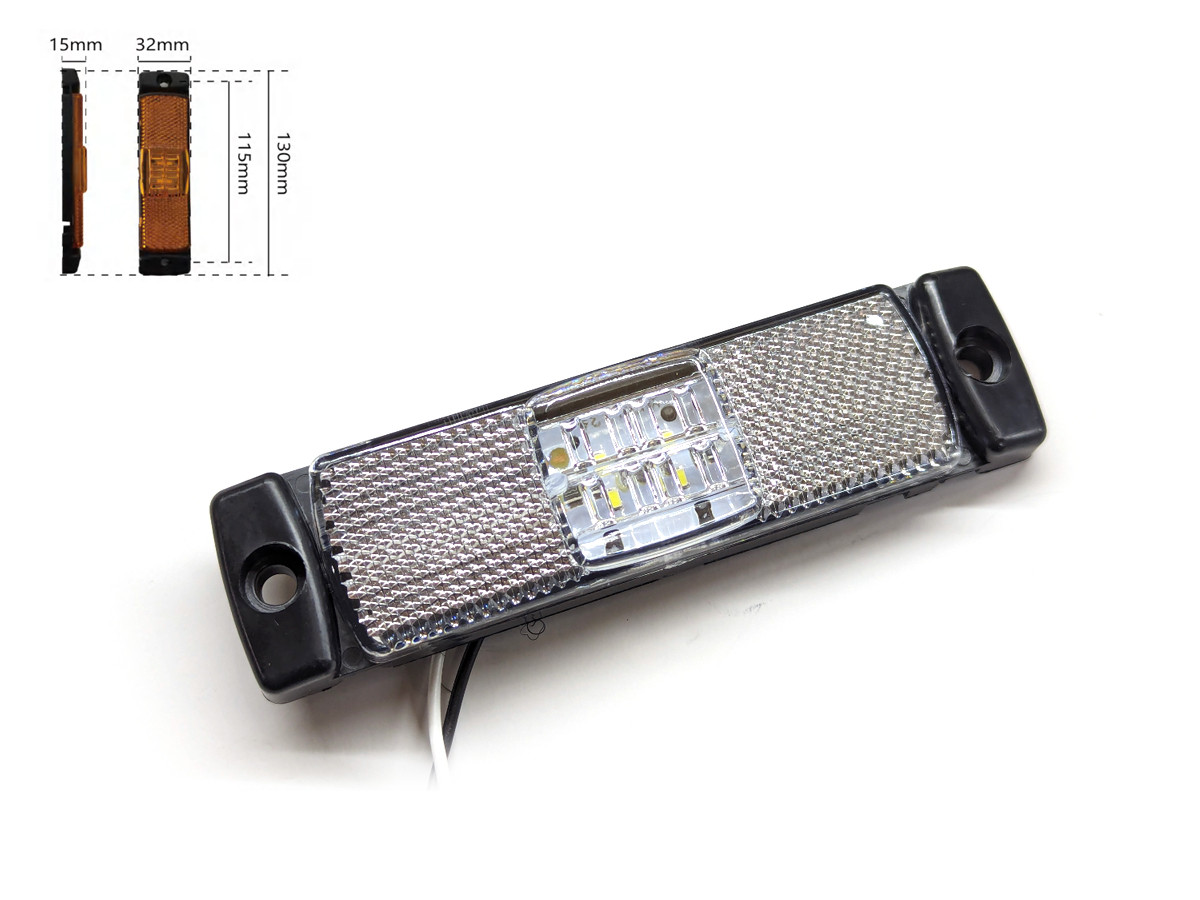 Габаритний ліхтар-катафот BD-0036W 4 LED білий IP67 12-24 V (1 шт.). Розмір: 130*32*15 мм