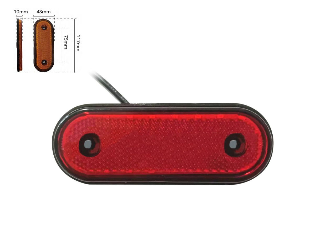 Габаритний ліхтар-катафот BD-0024R 20 LED червоний 12-24V IP67 (1 шт.). Розмір: 117*48*10 мм, фото 1
