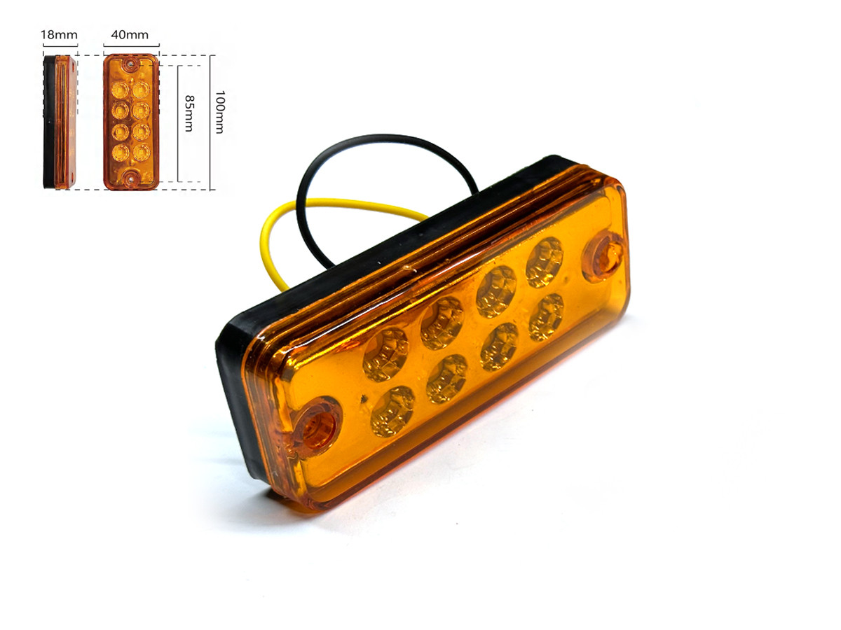 Габаритний ліхтар-катафот BD-0001A 8 LED жовтогарячий IP67 12-24 V (1 шт.). Розмір: 100*40*18 мм, фото 1