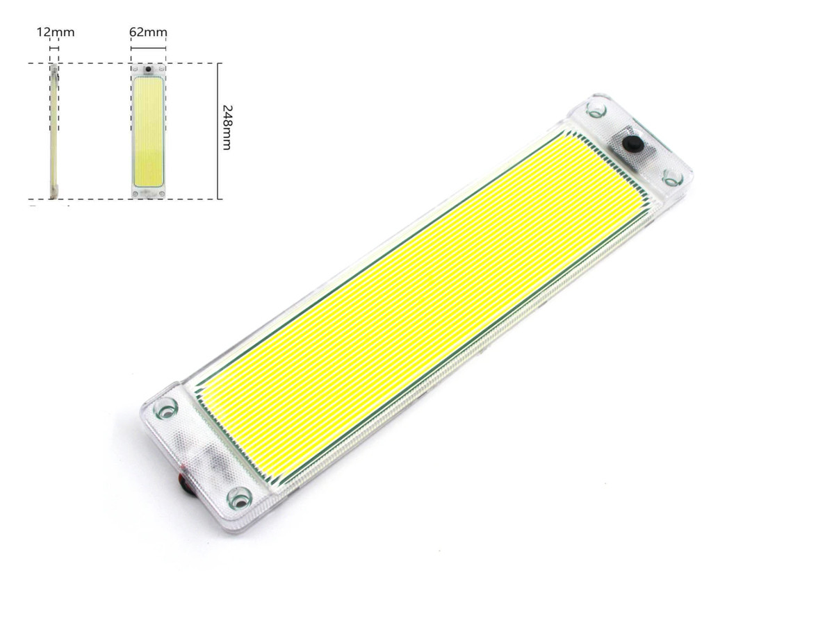 LED-плефон салону універсальний SND-0008 12-24V COB WHITE з вимикачем. 248х62х12 мм