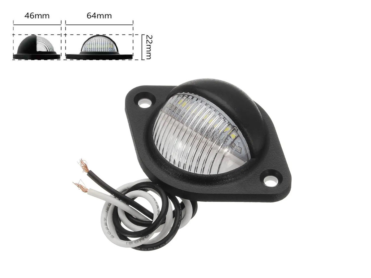 Універсальний LED-ліхтар підсвітки номера PZD-0006 10-30 V 3 SMD WHITE, чорний корпус
