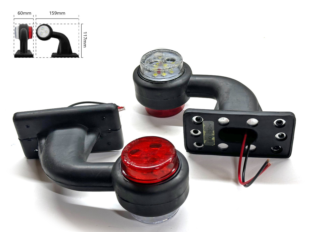 LED-габарит заносу причепа YD-0012 під кутом 90 | 10-30 V 117 мм червоно-білий (1 шт.), фото 1