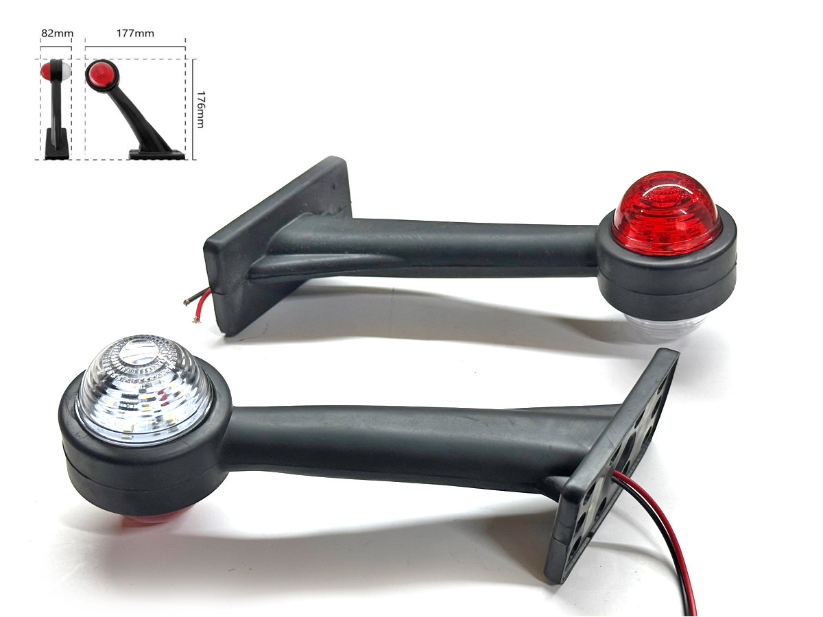 LED-габарит заносу причепа YD-0010 під кутом 45 | 10-30 V 176 мм червоно-білий (1 шт.), фото 1