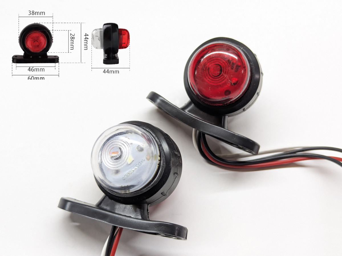 LED-габарит заносу причепа BD-0006 "міні" прямий 12-24 V 44 мм червоно-білий (1 шт.)