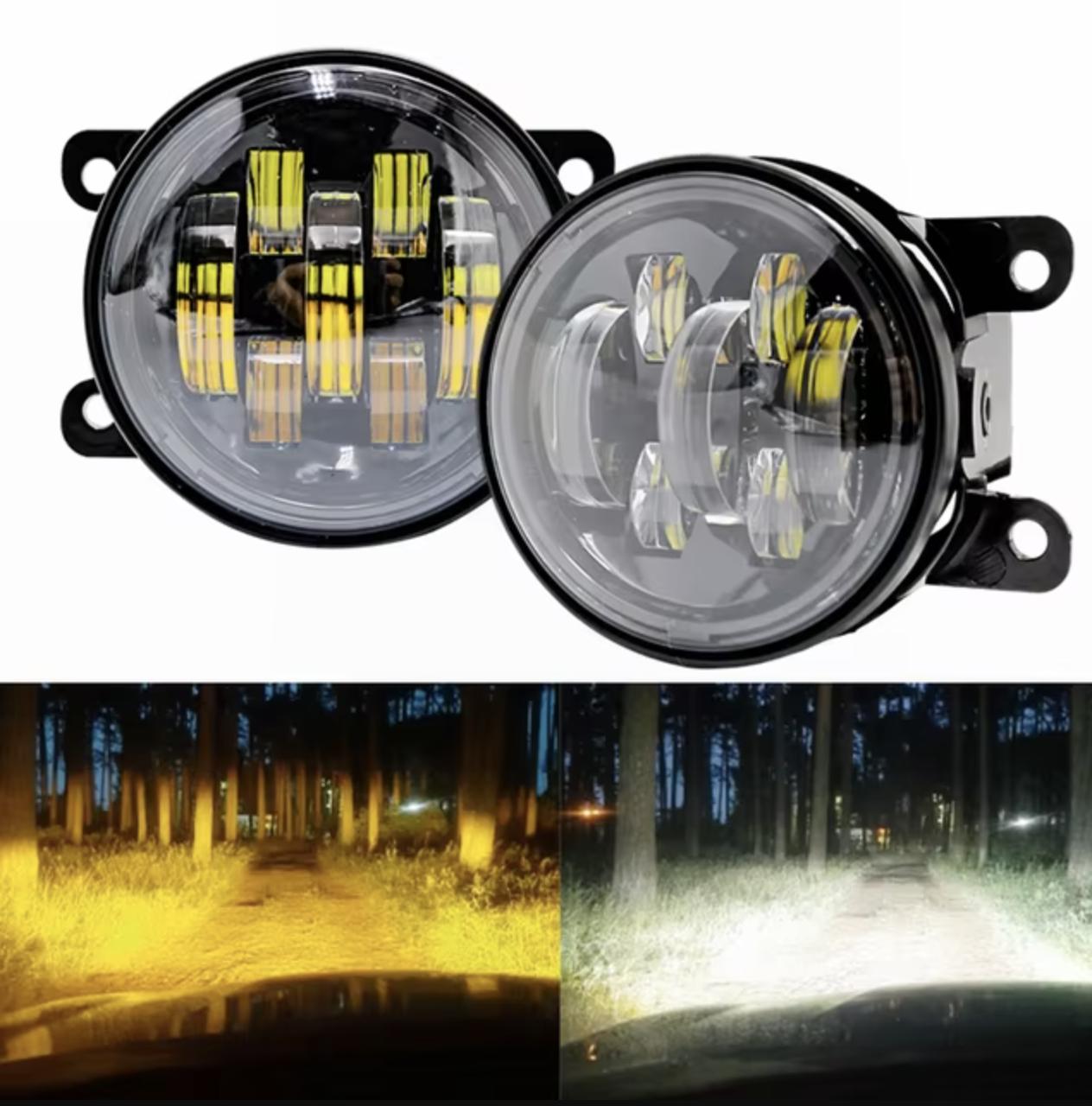 Світлодіодні протитуманні фари Led 7 лінз кругла 90 мм 100 W 3,5" Рено, Форд, Опель 2 режими