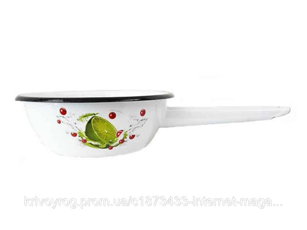 Друшляк єм. 1л /2 з емал.ручкою Лайм (біла) I1407/2 ТМ IDILIA, фото 1