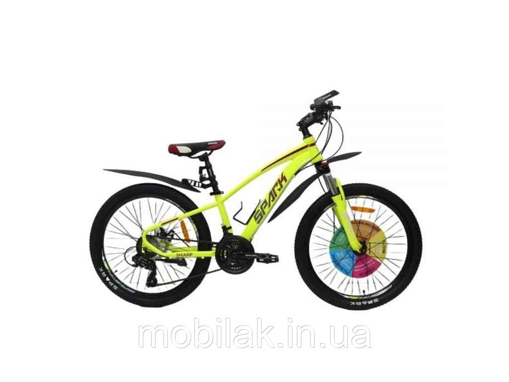 Велосипед 24 SHARP JUNIOR рама 12 (21 sp) неоновий жовтий ТМ SPARK, фото 1