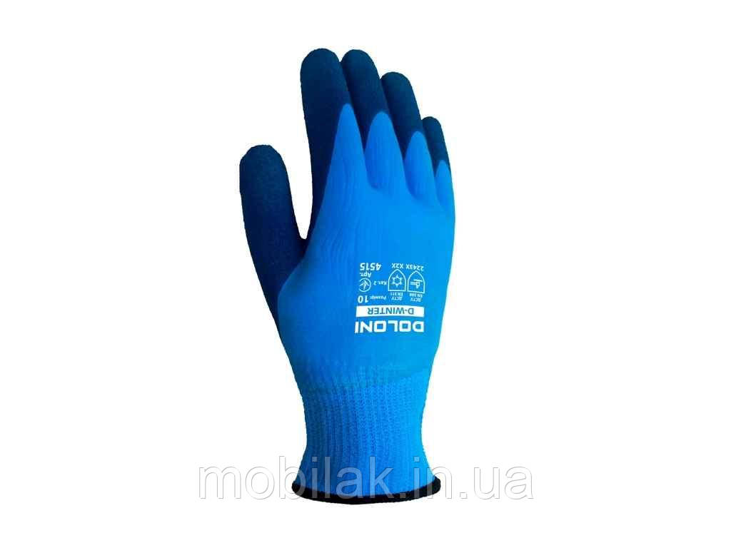 Перчатки робочі утеплені №4515 р.10(XL) поліестр, латекс D-WINTER неповний облив, антиковзні ТМ DOLONI
