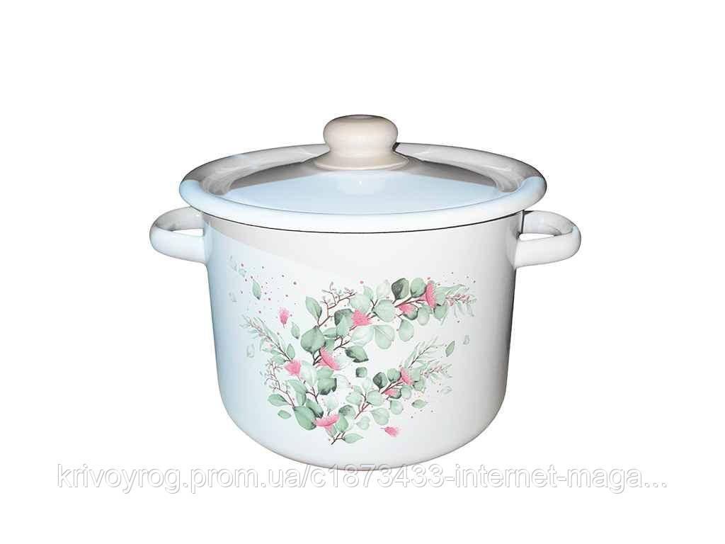 Каструля ем. 4,5л /2 циліндрична Евкаліпт (біла) I1615/2 ТМ IDILIA, фото 1