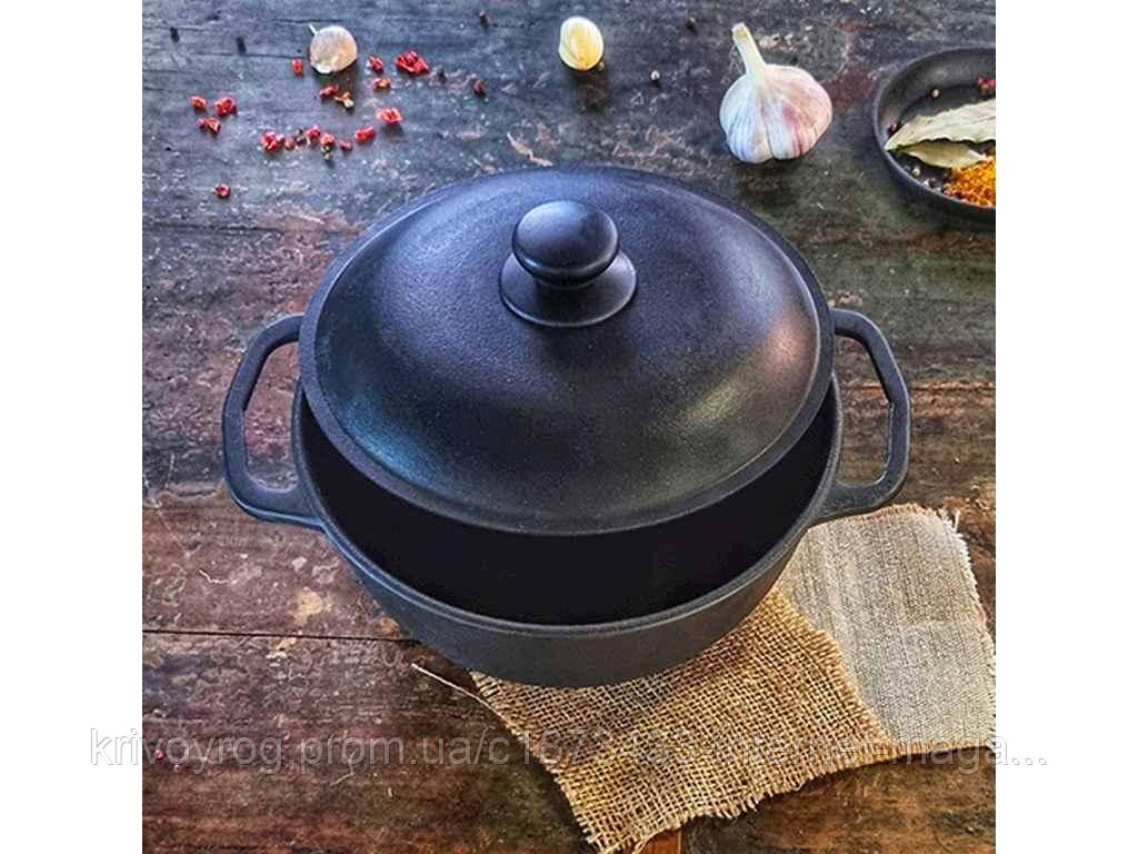 Каструля 3л чавунна лита з алюмінієвою кришкою Т402С2 ТМ Maysternya, фото 1