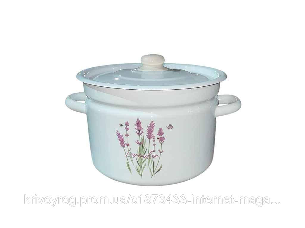 Каструля ем. 9л /2 циліндрична Цвітіння (біла) I1621/2 ТМ IDILIA, фото 1