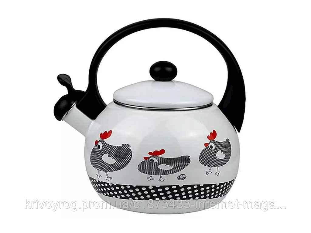 Чайник 2,2л емальований зі свистком 1032 ТМ KAMILLE, фото 1