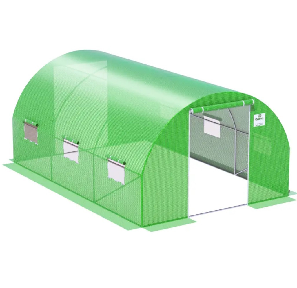 Теплиця садова 3х4,5х2 м Focus Garden 2 дверей зелена