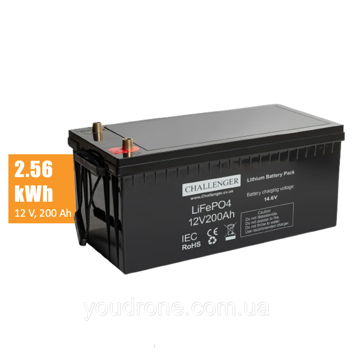 Акумуляторна літієва батарея CHALLENGER LF 12-200, 2.56 кВт*год, 12 В, 200 А·год (LiFePO4), АКБ CHALLENGER 2.56 kWh, 12V, 200 Ah