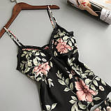 Домашній атласний комплект 5в1 жіночий – халат з пеньюаром та піжамою трійкою, подарунок для коханої, фото 9