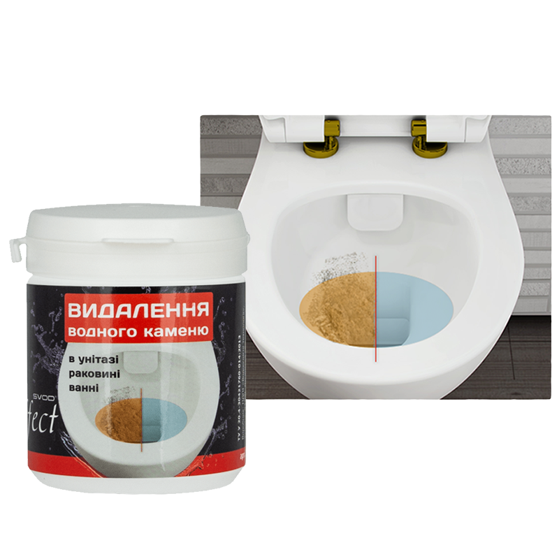 Засіб для видалення водного каменю в унітазі, раковині, ванні SVOD Effect 150 гр, фото 1