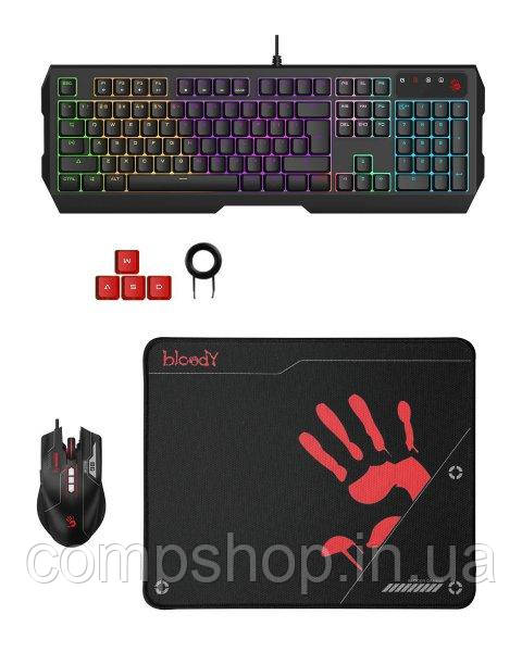 Клавіатура+миша A4Tech B1700 Bloody Black, USB (клавіатура, миша, килимок) (код 136041)