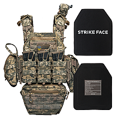 Бронежилет 6 класу захисту ShieldPro Armor Gen 1 + 9 підсумків Піксель