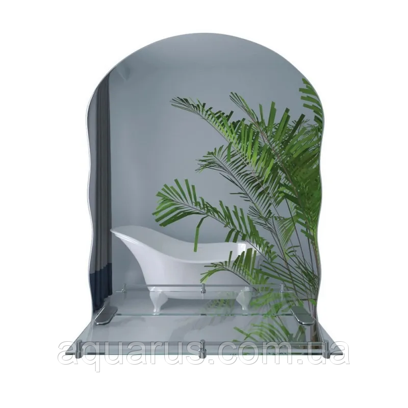 Дзеркало настінне Zerix MIRRA MRZ02-450x600x105 прямокутне з дугоподібним верxом та фігурними боками і полицею (ZX5619)