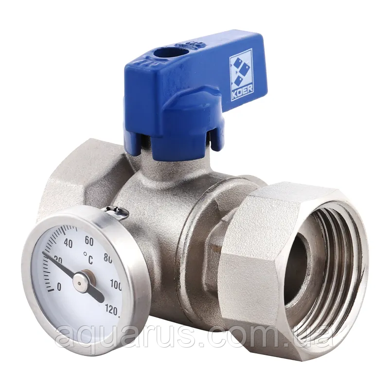 Кран ГГБ з накидною гайкою та термометром KOER KR.1034 - 1" прямий (KR2892)