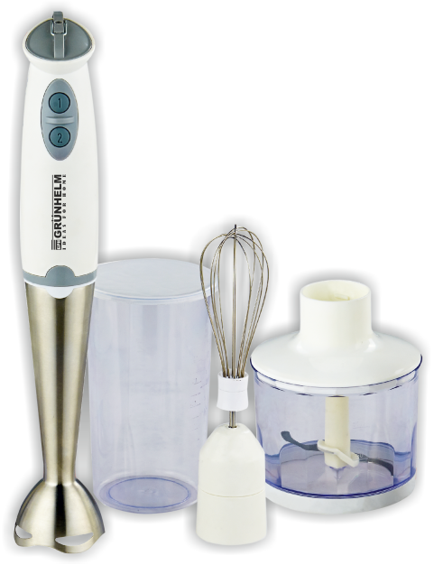 Блендерний набір Grunhelm EBS-600SS — 600 Вт, 2 швидкості, металева насадка