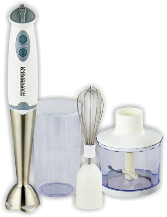 Блендерний набір Grunhelm EBS-600SS — 600 Вт, 2 швидкості, металева насадка, фото 1