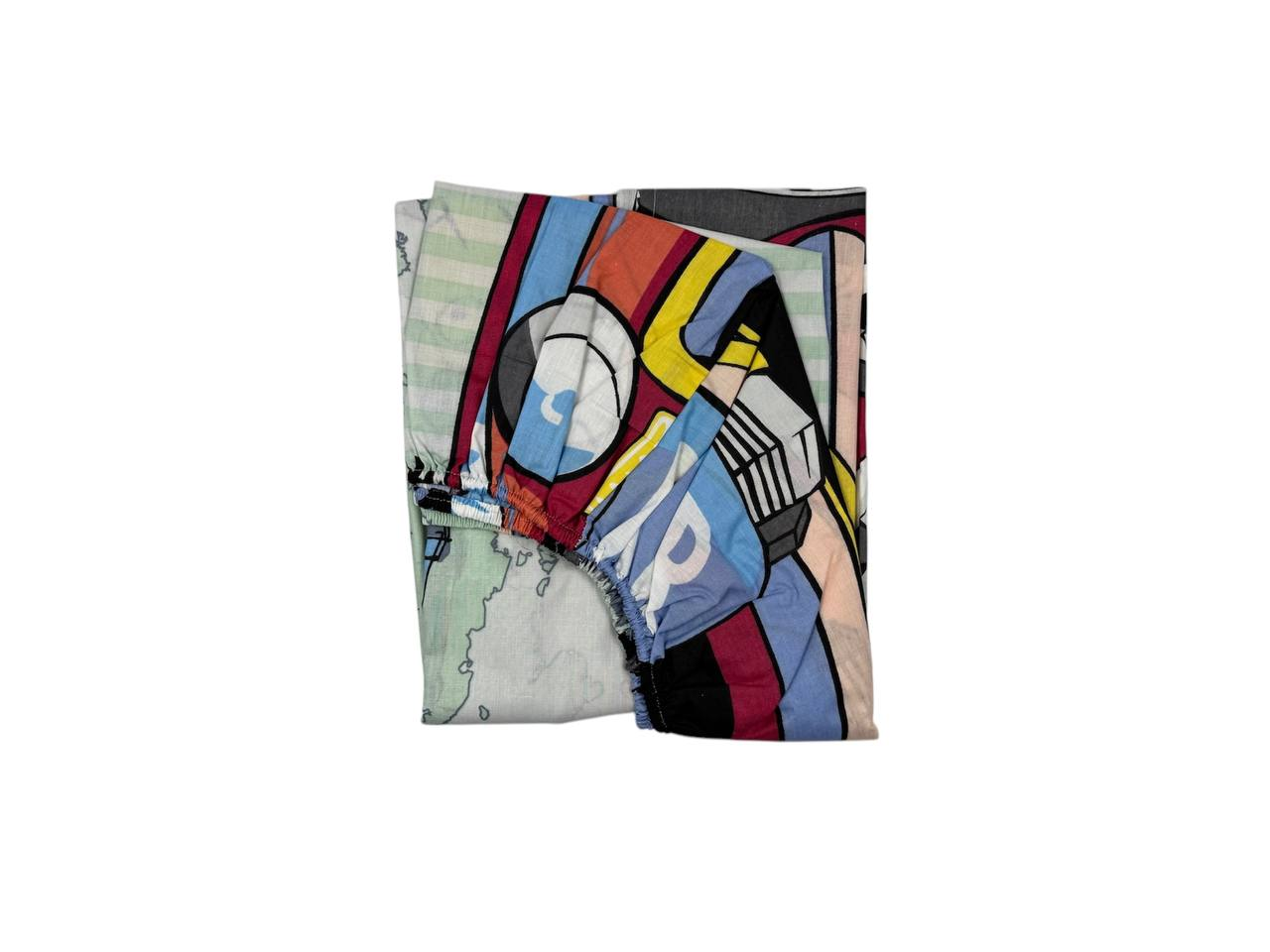 Простирадло односпальне на резинці в розмірах з дитячим малюнком 