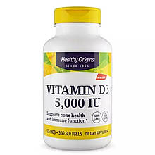 Вітамін D3 в олії МСТ, Vitamin D3 in MCT Oil, Healthy Origins, 5000 МО, 360 гелевих капсул