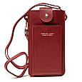 Жіноча сенсорна сумка для 2-х телефонів, документів і грошей SJ1210#A винная, фото 2