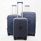Валіза дорожня 3 в 1 трійка на колесах поліпропілен 75*47 см у різних кольорах Cans Синій, фото 5