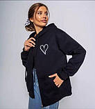 Жіноче худі двонитка 42-46,48-52 білий, чорний, фото 2