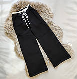 Штани палаццо для дівчинки теплі Чорні 134-164 р. Теплі широкі штани для дівчаток Стильні штани, фото 2