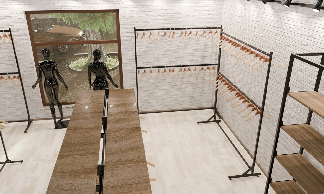 Варіант встановлення обладнання для магазину одягу Варіант встановлення обладнання для магазину одягу