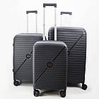 Валіза дорожня 3 в 1 трійка на колесах поліпропілен 76*48 см у різних кольорах Cans Чорний, фото 2