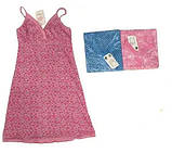 Жіноча нічна сорочка Samo на тонких бретелях коротка КОЛІР РАНДОМНИЙ із бавовни, L, фото 3