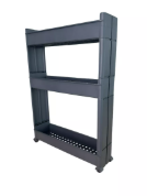 Полиця-органайзер триярусна на колесах пластикова, 49,5*14*80см АНТРАЦІТ, фото 1