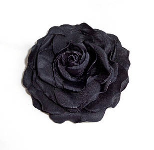 Брошка з тканини ручної роботи "Чорна троянда"