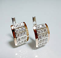 Срібні сережки з золотими накладками