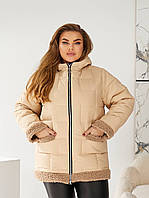 Жіноча куртка на зиму батал. Кольори: графіт, чорний, капучіно, мокко. Розміри: 48-50; 52-54; 56-58.