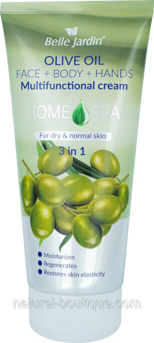 Home Spa мультифункціональний крем Belle Jardin для обличчя, тіла та рук Оливкова олія, 200 мл, фото 1