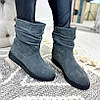 Черевики жіночі замшеві вільного одягання, з натуральної замші сірого кольору, фото 3
