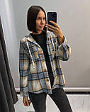 Стильна жіноча сорочка Тканина: клітинка котон, капюшон трикотаж Розмір: S, M, L, XL, фото 4