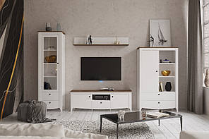 Класична набірна модульна біла стінка під телевізор тв прованс на ніжках у вітальню зал 307 см Каріна