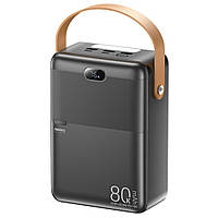 Power bank REMAX RPP-118 80000 mAh PD27W+QC3.0 (22.5W) с быстрой зарядкой, фонариком и дисплеем 3xUSB Grey